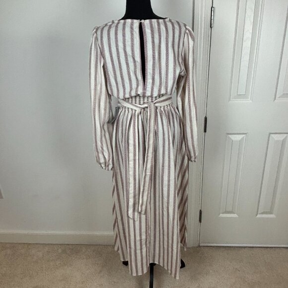 Petal & Pup Jimi Stripe Long Sleeve Maxi Dress Linen Blend Size M New - Picture 2 of 6